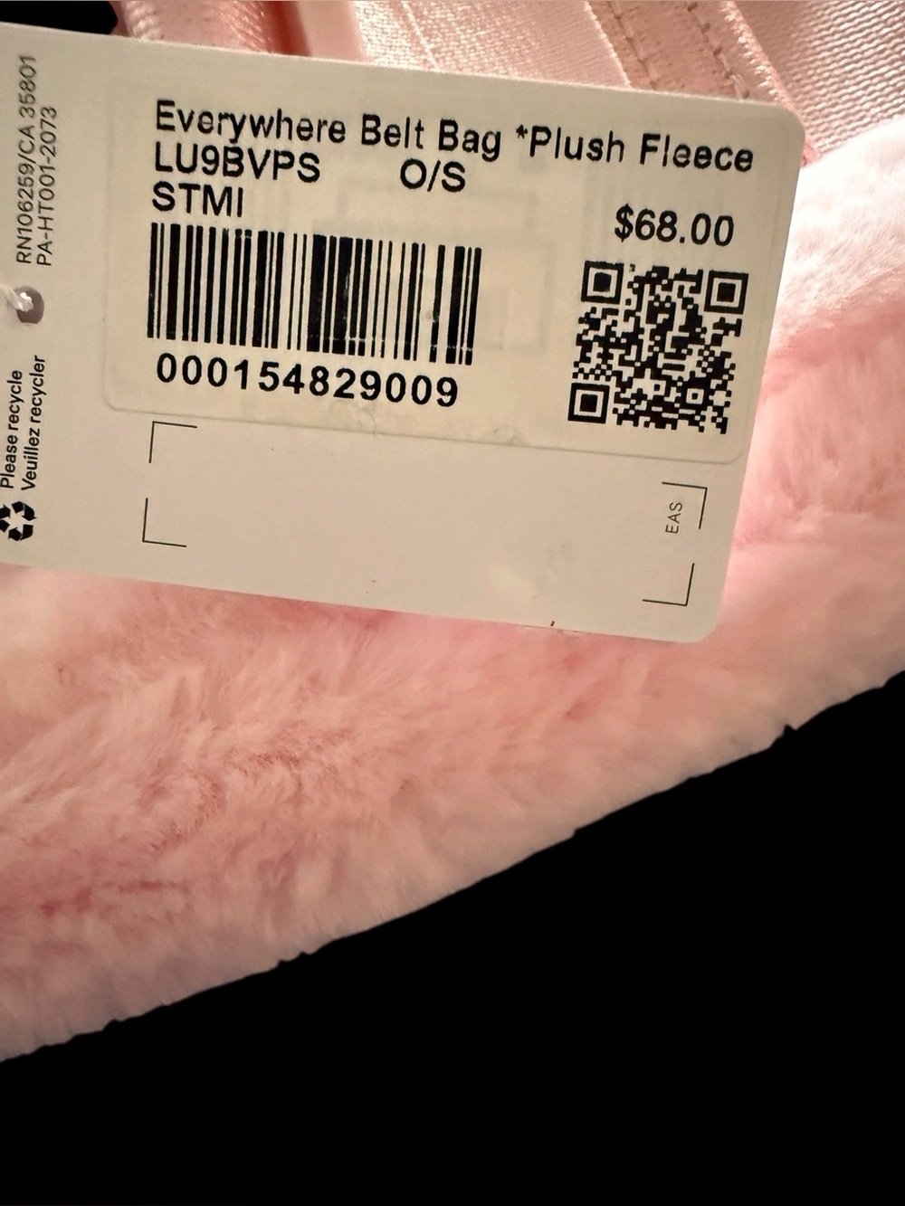 NWT Lululemon Everywhere Belt Bag Strawberry Milkshake Plush Fleece 1L - Picture 4 of 7